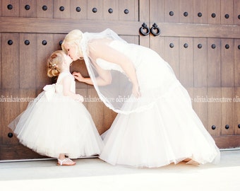 Flower Girl Dresses, Ivory dresses, tutu dress, tulle dress, ankle length, frock, ivory white