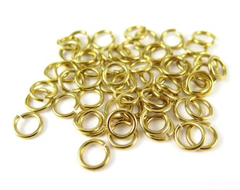 Heavy Raw Brass Round Jump Rings - 9mm - (50x) (F635)
