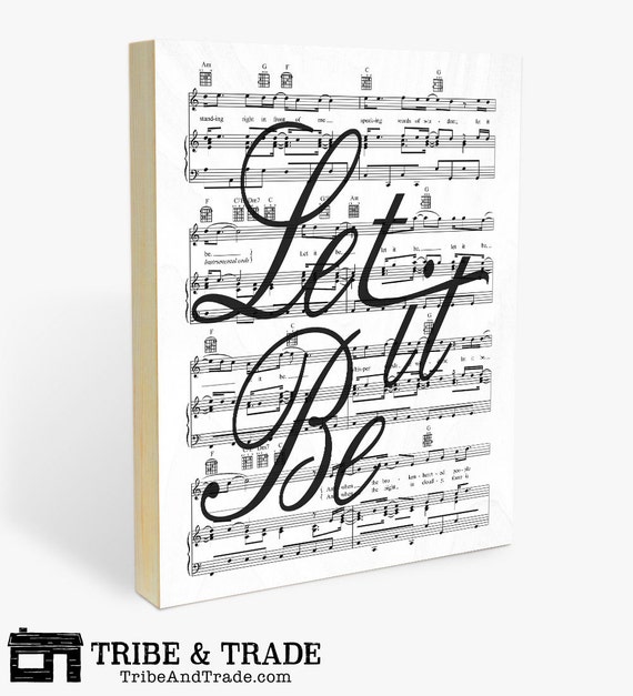 Beatles Song Lyric and Sheet Music Wood Wall Art Print 8x10
