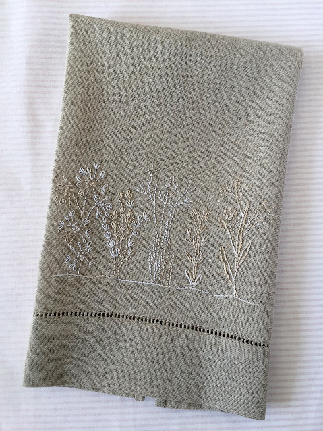 Winter Botanical Tea Towel Hand Embroidery Pattern Kit