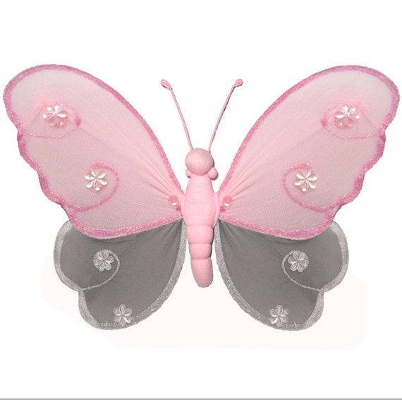 Hanging Butterfly Nylon Butterflies Decorations Pink Gray ...