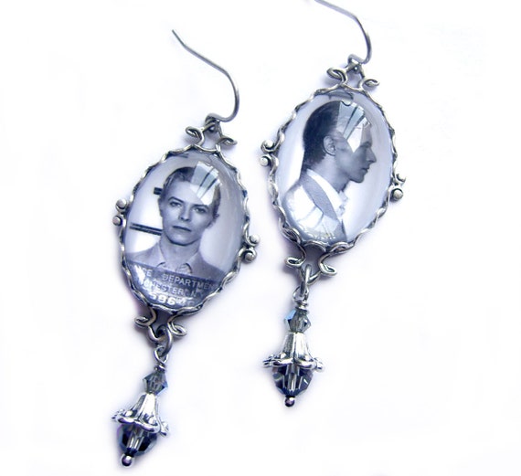 David Bowie Earrings David Bowie Mugshot Earrings Glam Rock
