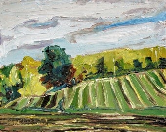 Art Original Small Plein air Landscape Oil Painting Impressionist Appalachian Quebec Canadian Fournier "A Fall day In The Townships" 10 x 12
