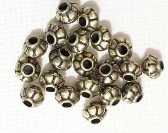 50 pcs of antique brass rondelle spacer beads 4x5mm, metal spacer beads