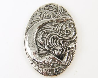 Mermaid Pendant Silver Pewter Pendant Green Girls Studio Jewelry Connector Bracelet Link |S27-3|1