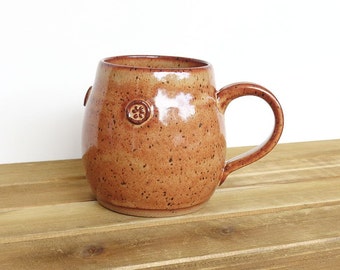 Coffee Cup Ceramic Stoneware in Shino Glaze - Single Pottery Mug, Rustic Kitchen