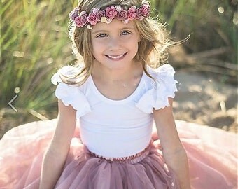Girls Dusty Rose Tutu, Rose Pink Tulle skirt, Mauve Pink tutu, tulle skirt, ballet skirt, flower girl , wedding skirt, Rustic Wedding