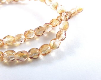50 Crystal Celsian Czech Glass Bead 4mm Fire Polished Faceted Round - 50 pc - G6038-CLC50