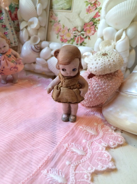 Antique German Tiny Bisque Miniature Girl Toddler Doll in