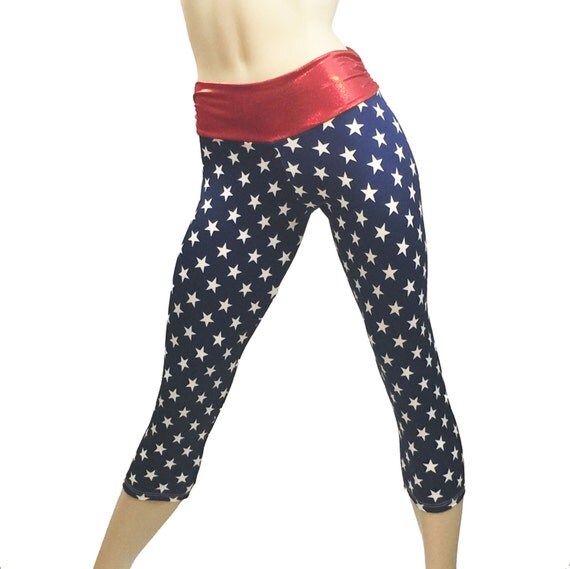 pants yoga 4th Hot Fitness Yoga 4th America Navy Pants July Capri Super Hero