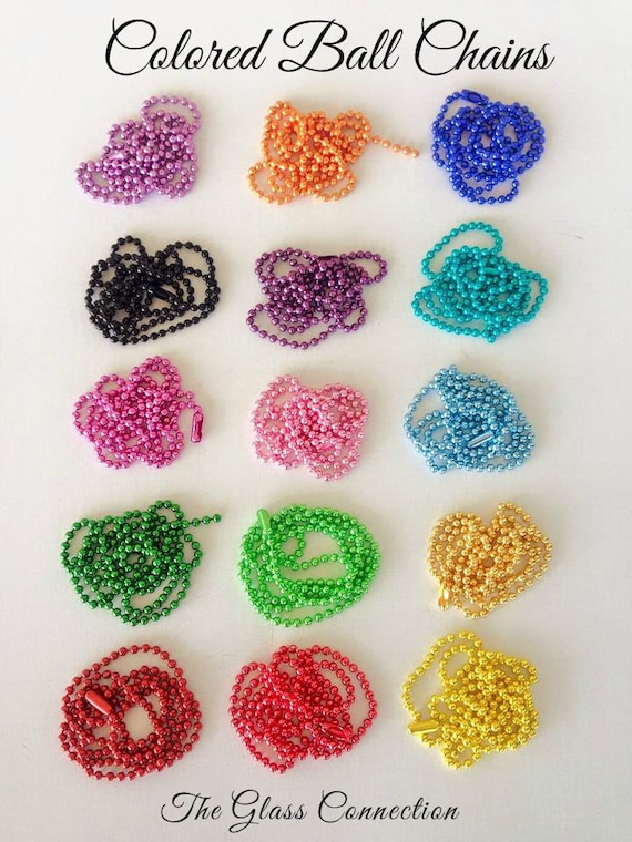 15 Fancy Colored Ball Chains Necklaces 2.4mm by theglassconnection