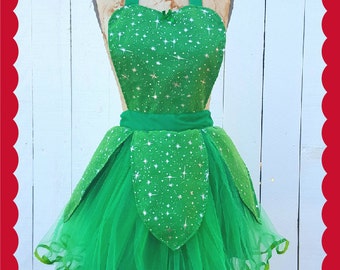 Tinkerbell costume apron, Tinkerbell tutu, womens apron, fairy costume, costume apron, Halloween costume, retro apron, READY TO SHIP costume