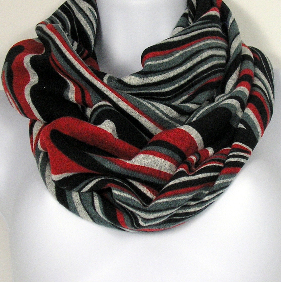 Gray Black Red White Infinity Scarves Womens Winter Scarves