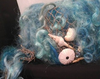 Mermaid Marie Antoinette Wig Sea Foam Blue Green Shells FREE SHIPPING