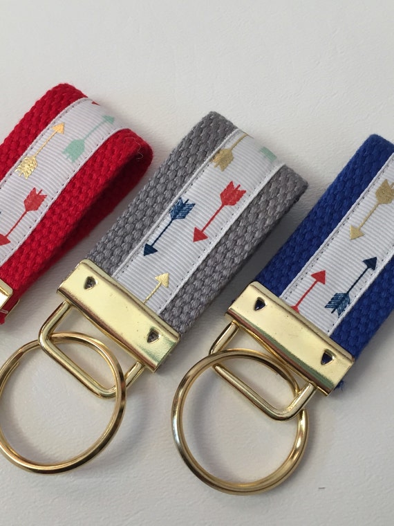Gold Foil Arrows Key FOB Mint Arrows Key holder Navy by megsygirl