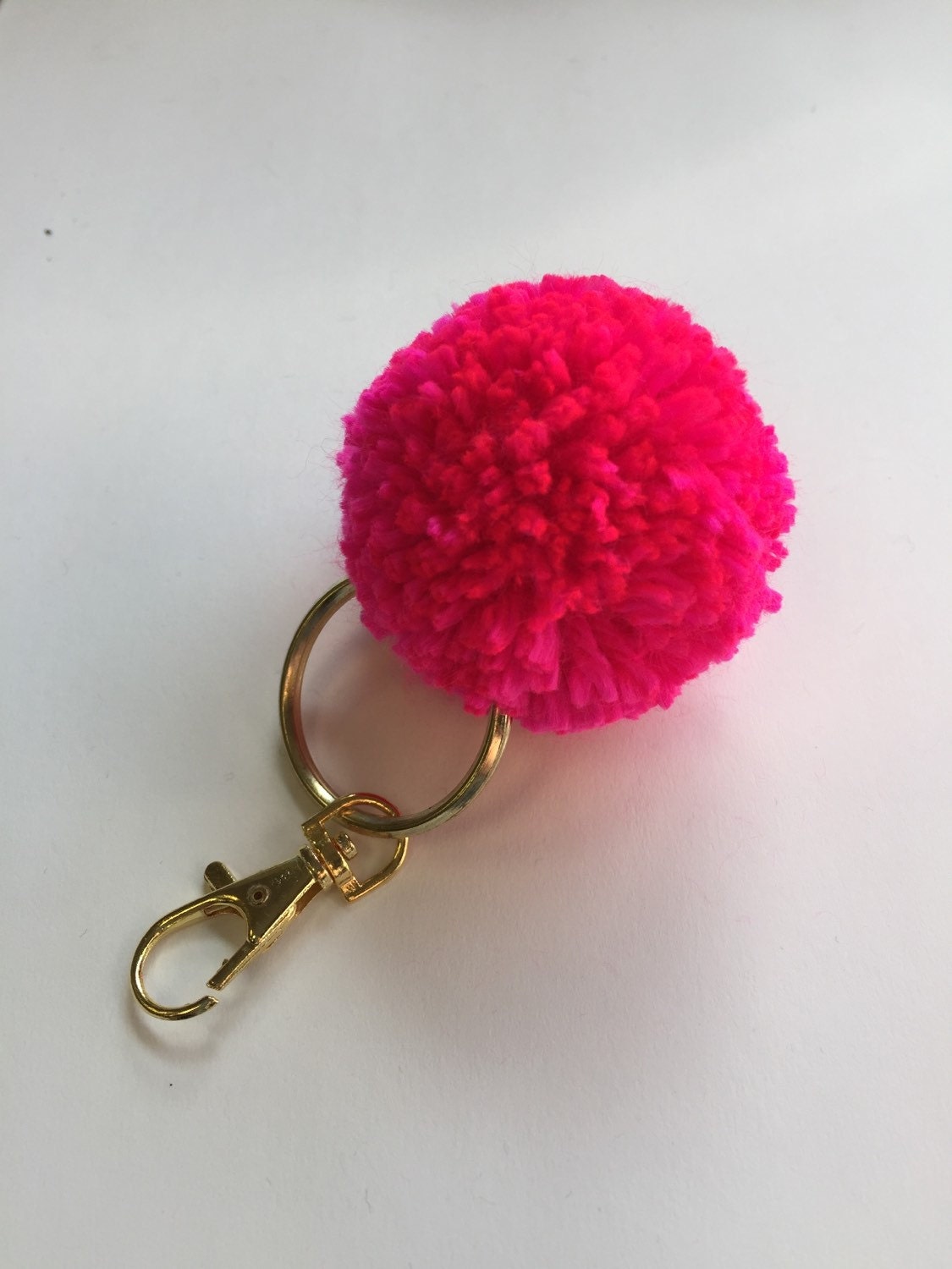 Pom Pom Hot Pink Keychain Planner Swag Pom Pom Key Fob