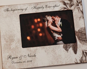 Personalized Engagement Frame, Happily Ever After frame, Custom Wedding Photo Frame 4x6 / 5x7
