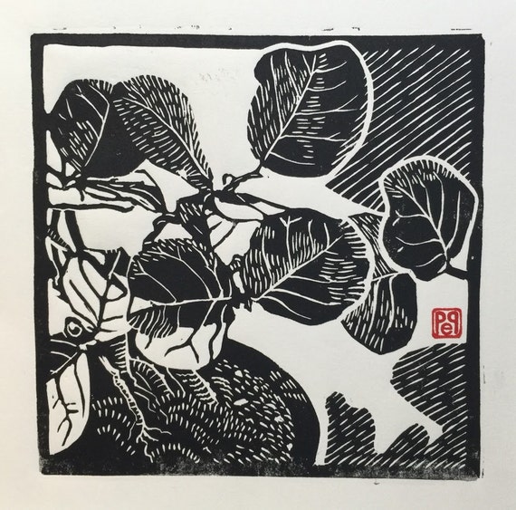 Sea Grape Bonsai linocut artist print