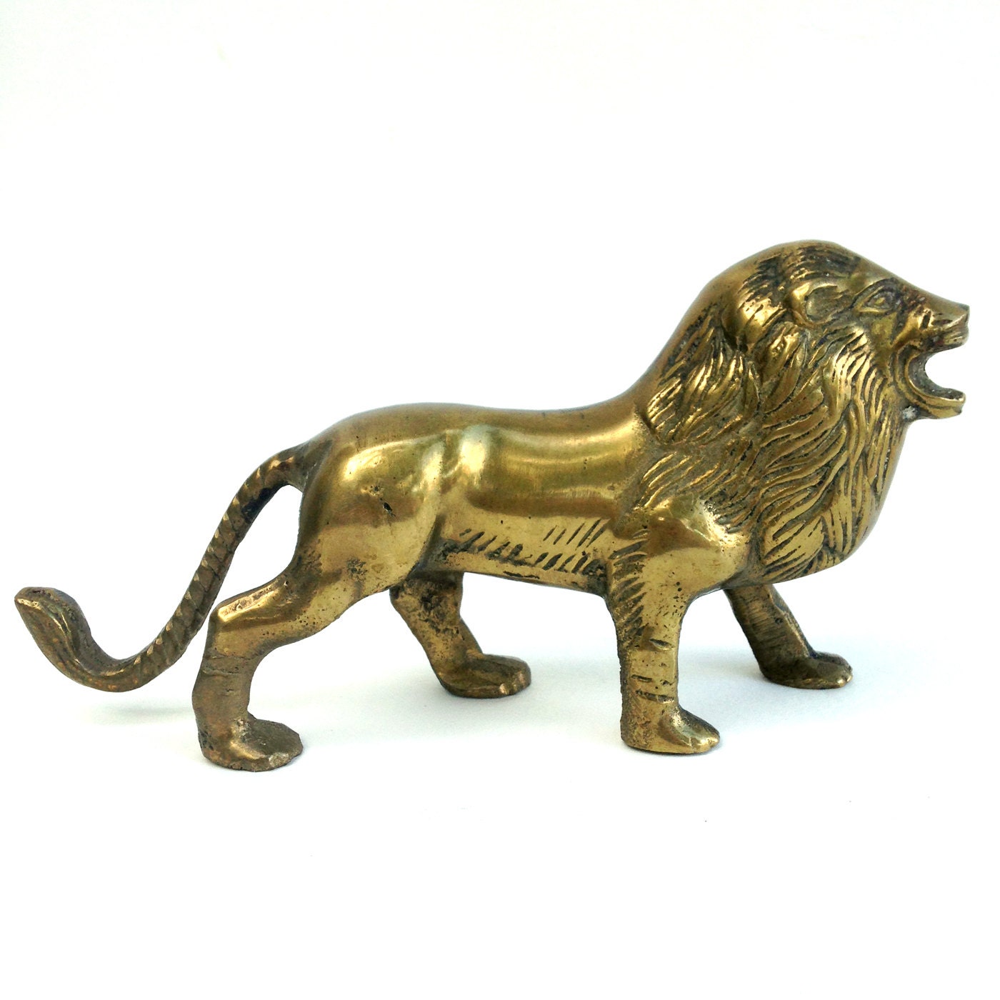 Free Shipping Vintage Solid Brass Lion Figure Hollywood