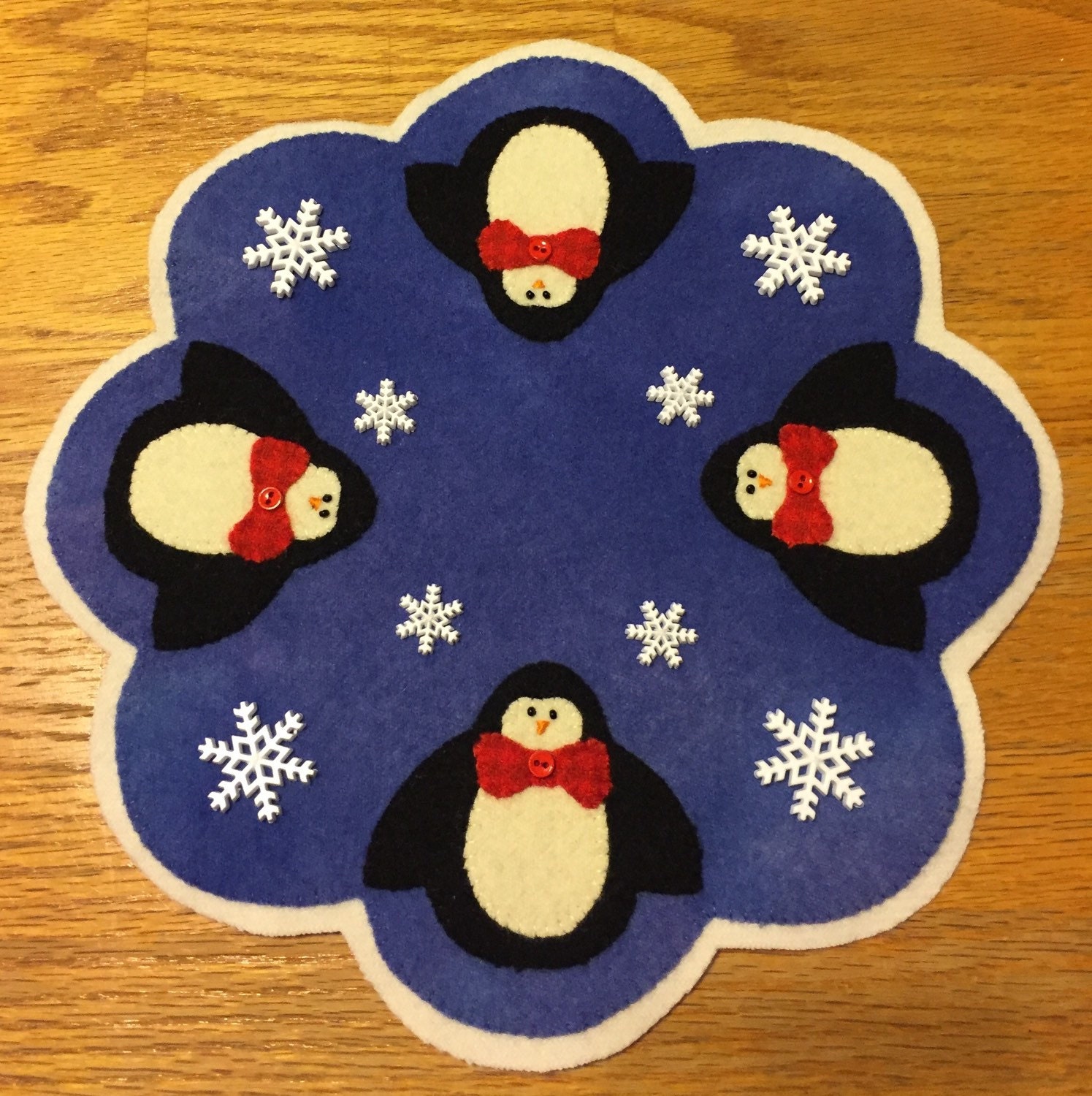 Penguin Wool Table Mat by QuiltgirlsCreations on Etsy