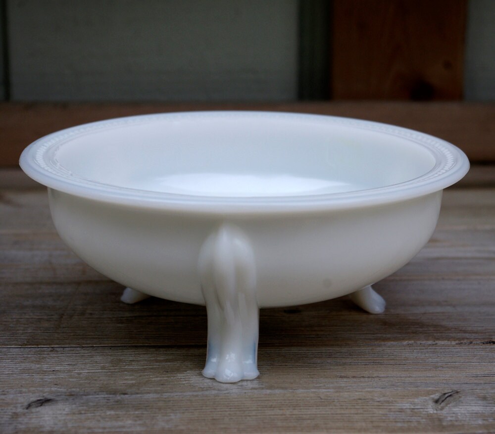 Vintage Milk Glass Bowl Footed Compote Candy Dish