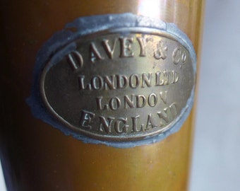 Davey & Co Tall Copper Vintage Vase, Vintage Tall Copper Vase, London England Plain Copper Tube Vase, Masculine Style Vase, Gift for Man