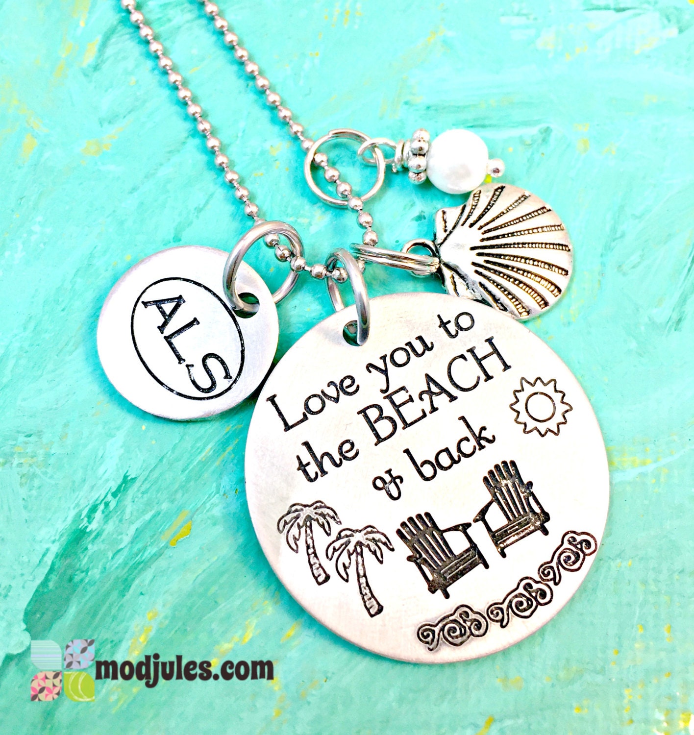 Beach Necklace Love you to the Beach & Back Beach Wedding