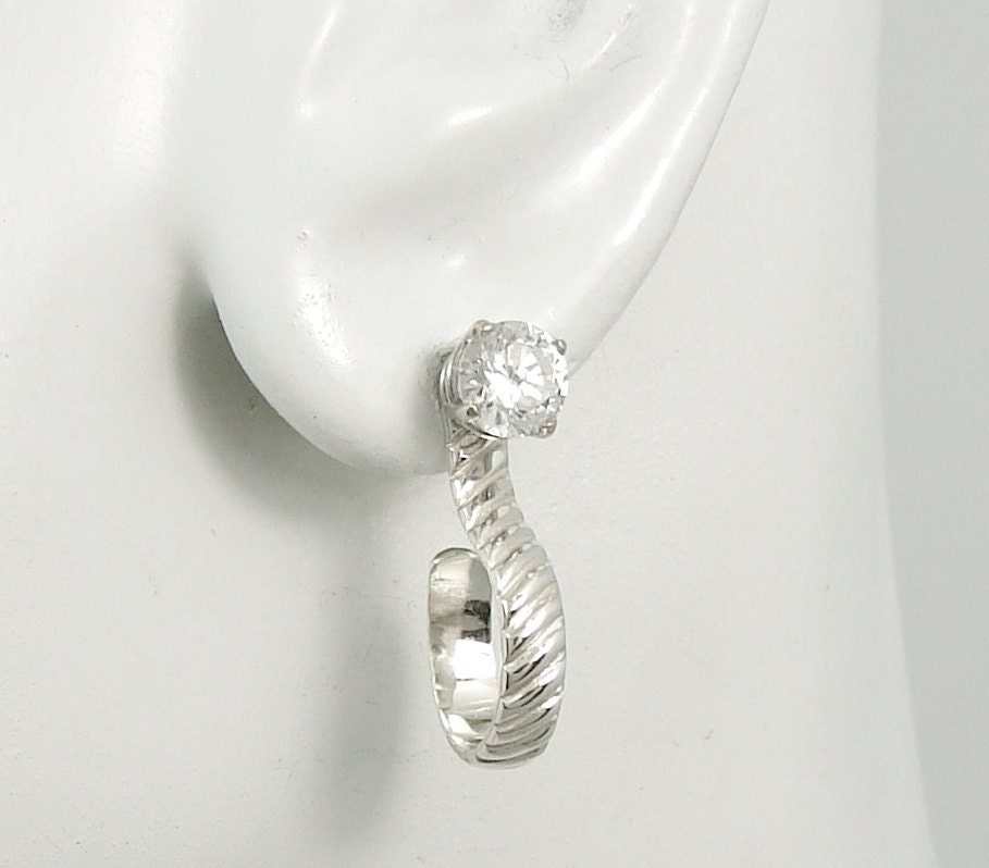 EARRING JACKETS Dangle Hoop Sterling Silver Gemstone