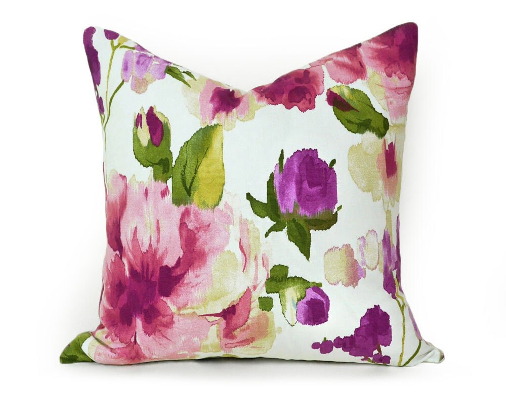 Designer Floral Pillow Cover Pink Purple Floral Pillows