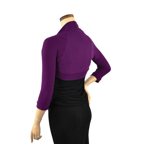 Eco-Friendly Bamboo Shrug Bolero Plum Purple 3/4 Sleeve