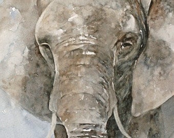 ORIGINAL painting watercolor painting original Watercolor painting watercolor animal painting Elephant painting art 8x10 CUSTOM COMMISSION