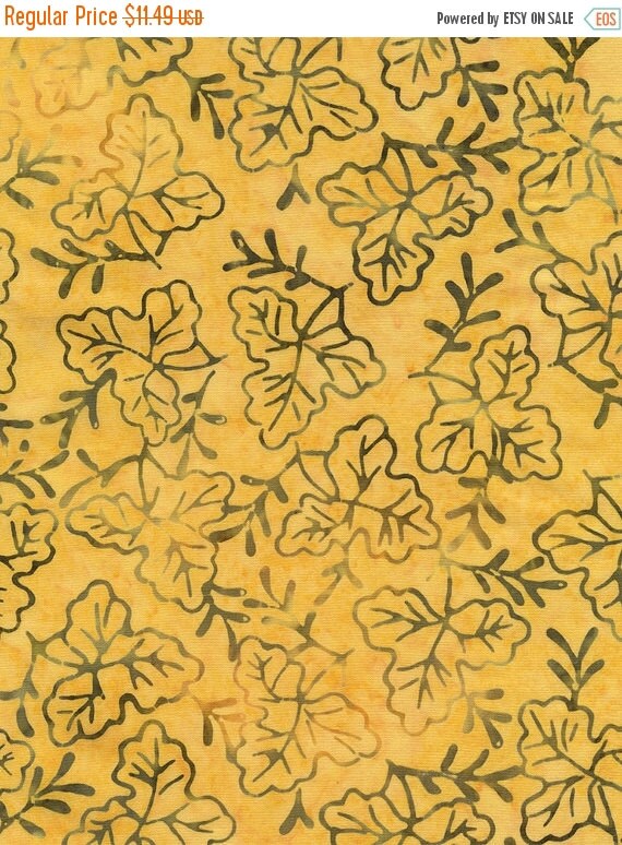 SALE Yellow Pollen Leaflet Tonga Batik by QuiltsFabricandmore