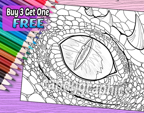 Dragon Eye Adult Coloring Book Page Printable Instant