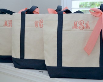 Personalized Bridesmaids Totes Bridemaid Gift Boat totes Wedding day