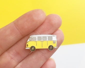Sunshine Van pin - hard enamel pin badge - perfect gift for campervan lovers - yellow vw campervan