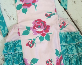 Shabby Chic Pink Rosie Garden Floral Retro Ruffled by babydearest