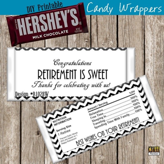 Items similar to PRINTABLE Retirement Party Candy Bar Wrappers Instant Download Printable DIY on