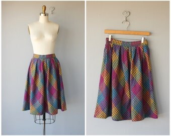 Vintage Wool Skirt | 1950s Skirt | 50s Wool Skirt | Plaid Skirt | Full Skirt