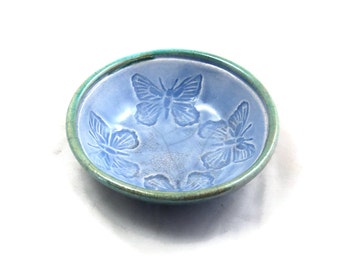 Butterfly Raku Offering Bowl Handmade Pottery
