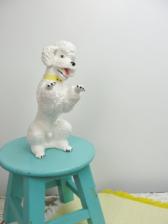 Vintage poodle statue white dog statue poodle figurine