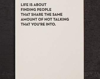 not talking. letterpress card. #921