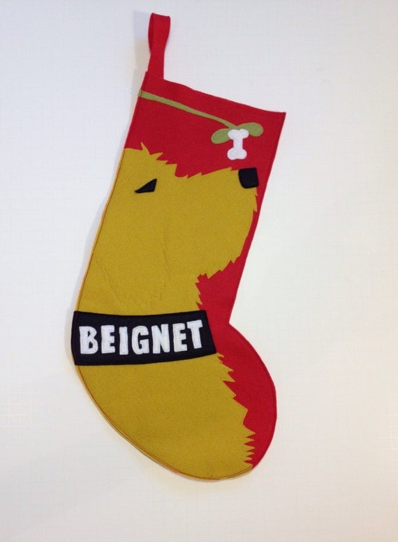 Dog Christmas Stocking Personalized- Cockapoo- Gold Color