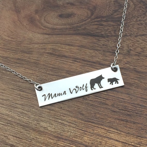 Mama Wolf Necklace Bar Necklace Bar Jewelry by sierrametaldesign