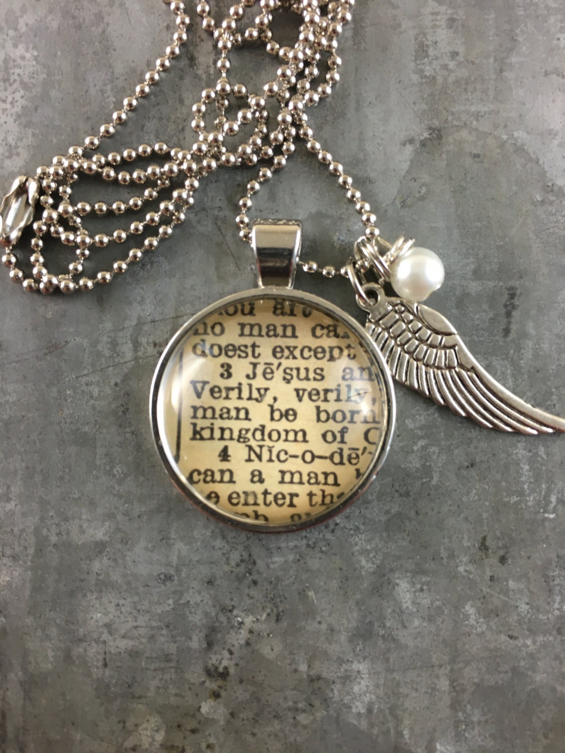 Personalized Vintage Bible Verse Pendant Necklace Pick Your
