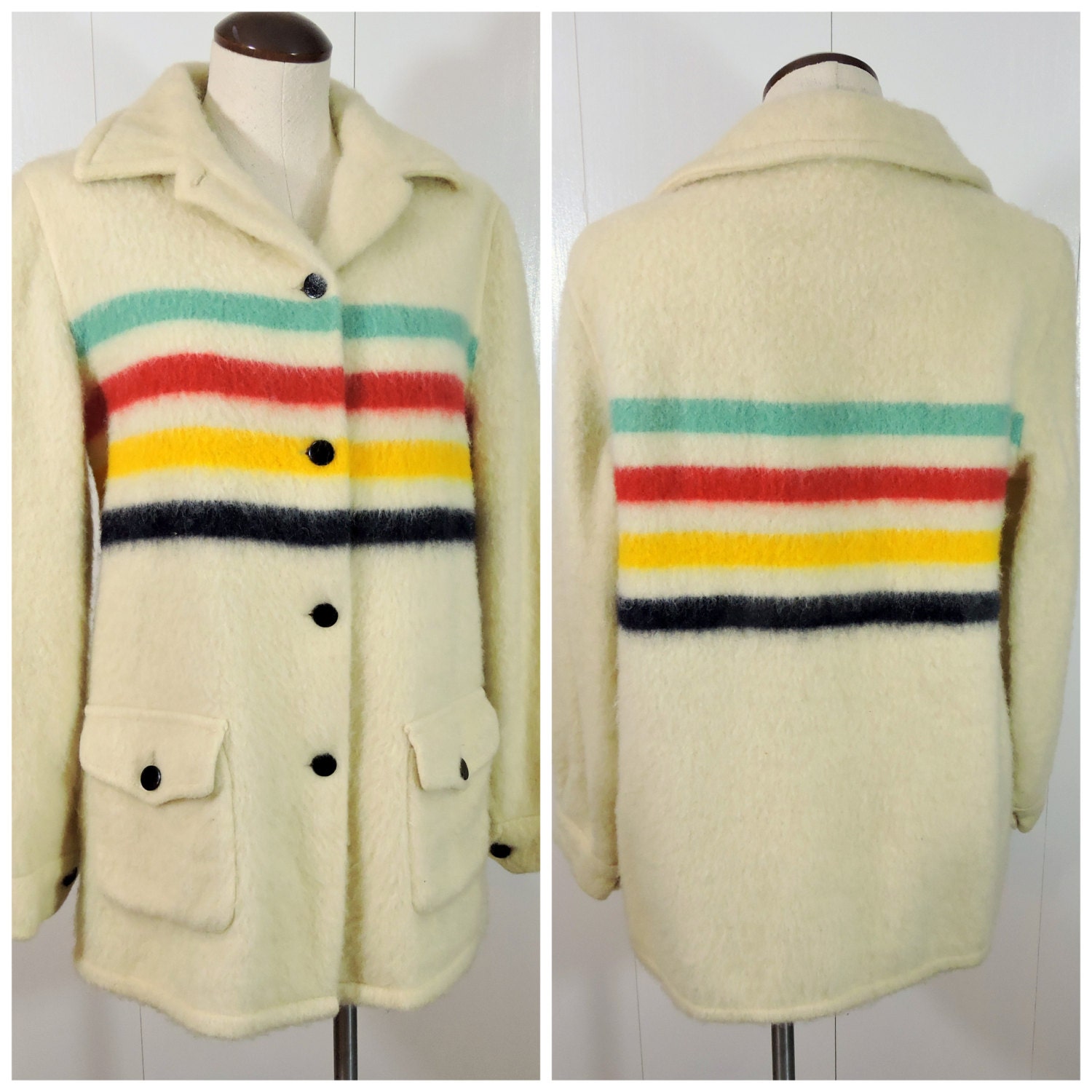 Vintage Hudsons Bay Blanket Coat / Hudsons Bay Wool Coat