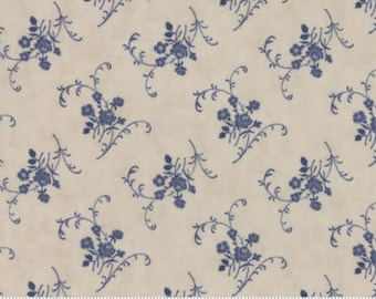 Grand Traverse Bay by Minick and Simpson Floral Fabric Reproduction Fabric 14826 13 Moda Blue Floral Fabric