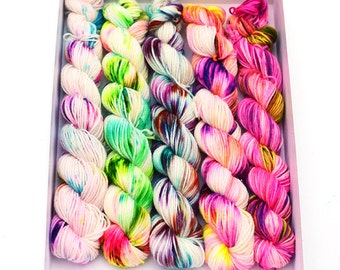 Hand dyed mini skeins sock yarn - random assortment