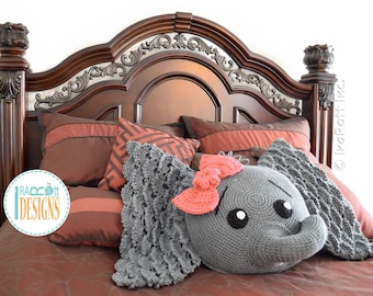 CROCHET PATTERN Josefina and Jeffery Elephant Pillow PDF Crochet Pattern with Instant Download