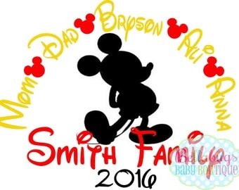 Family Vacation to Disney IRON ON TRANSFER- Mickey Mouse - Disney - Personalized