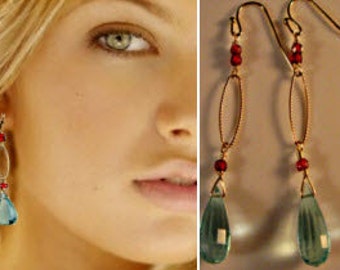 Multi Gemsstone Earrings,drop earrings,dangle earrings,garnet earrings,birthstone earrings,hoop earrings,gold earrings,gold hoop earrings